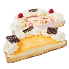 Framboos witte chocolade- of mango kwarkvlaai